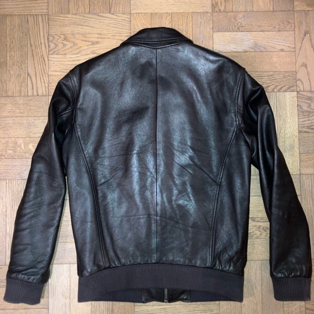 Zara Men’s Leather Bomber Jacket Size M - Picture 2 of 8